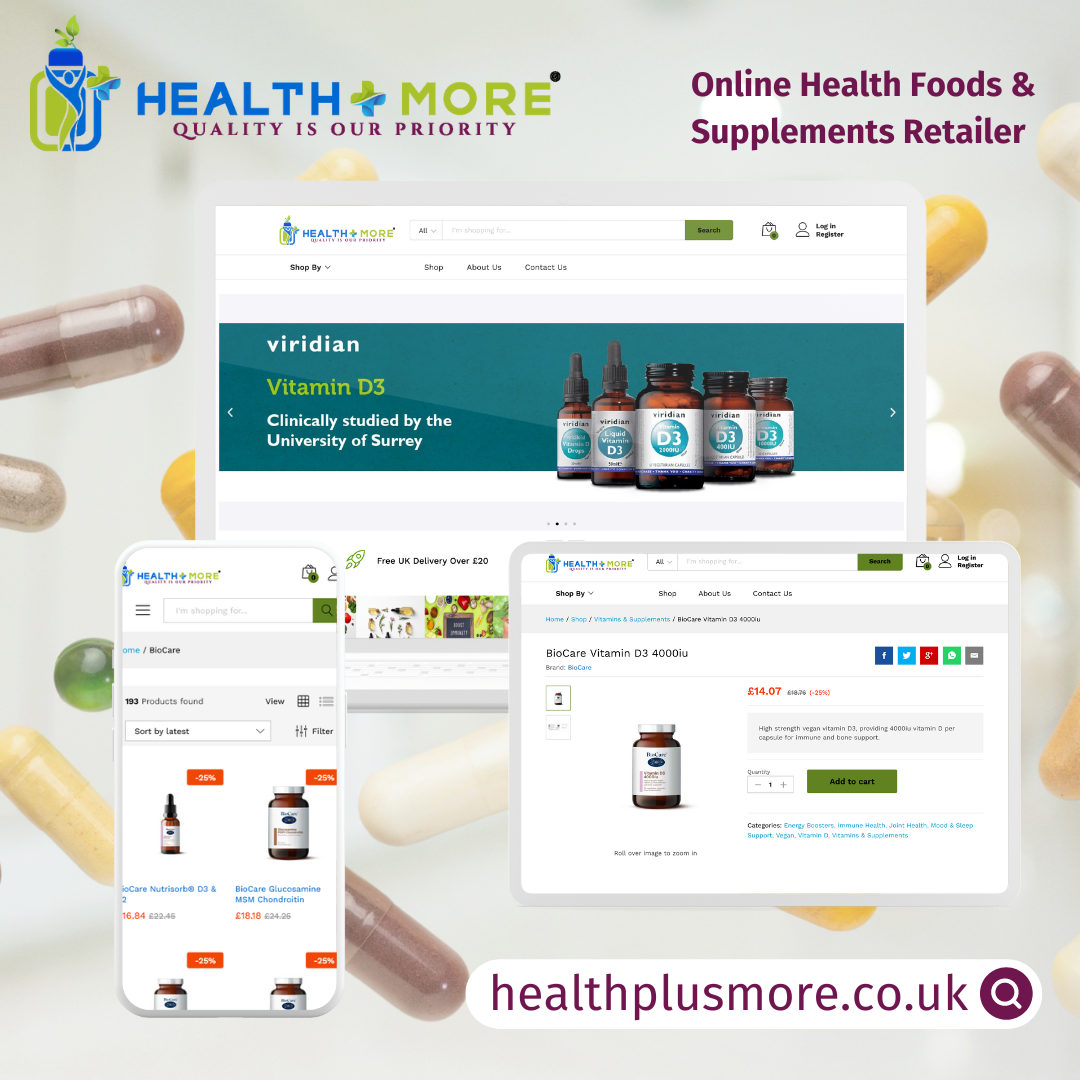 mockup of health plus more website