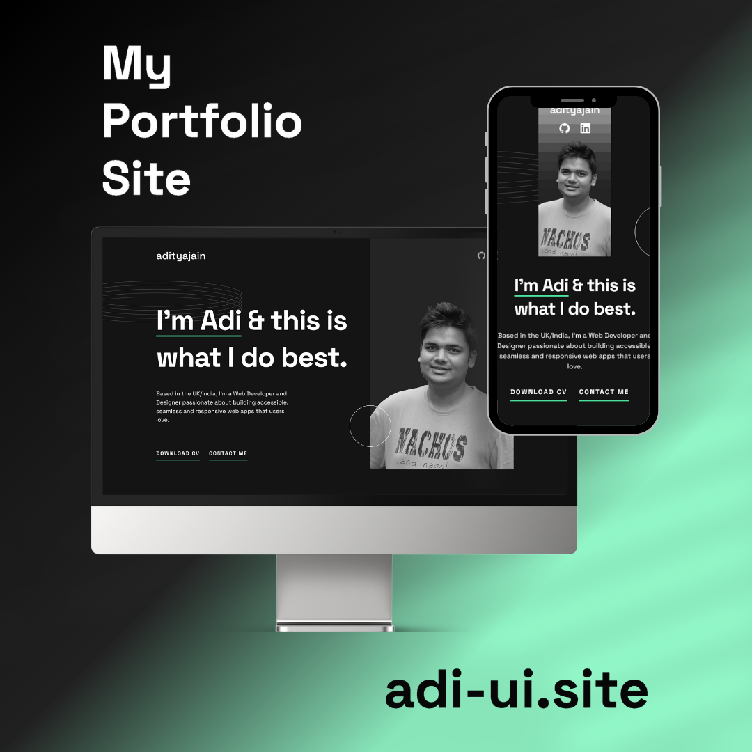 mockup of my portfolio website on different screens